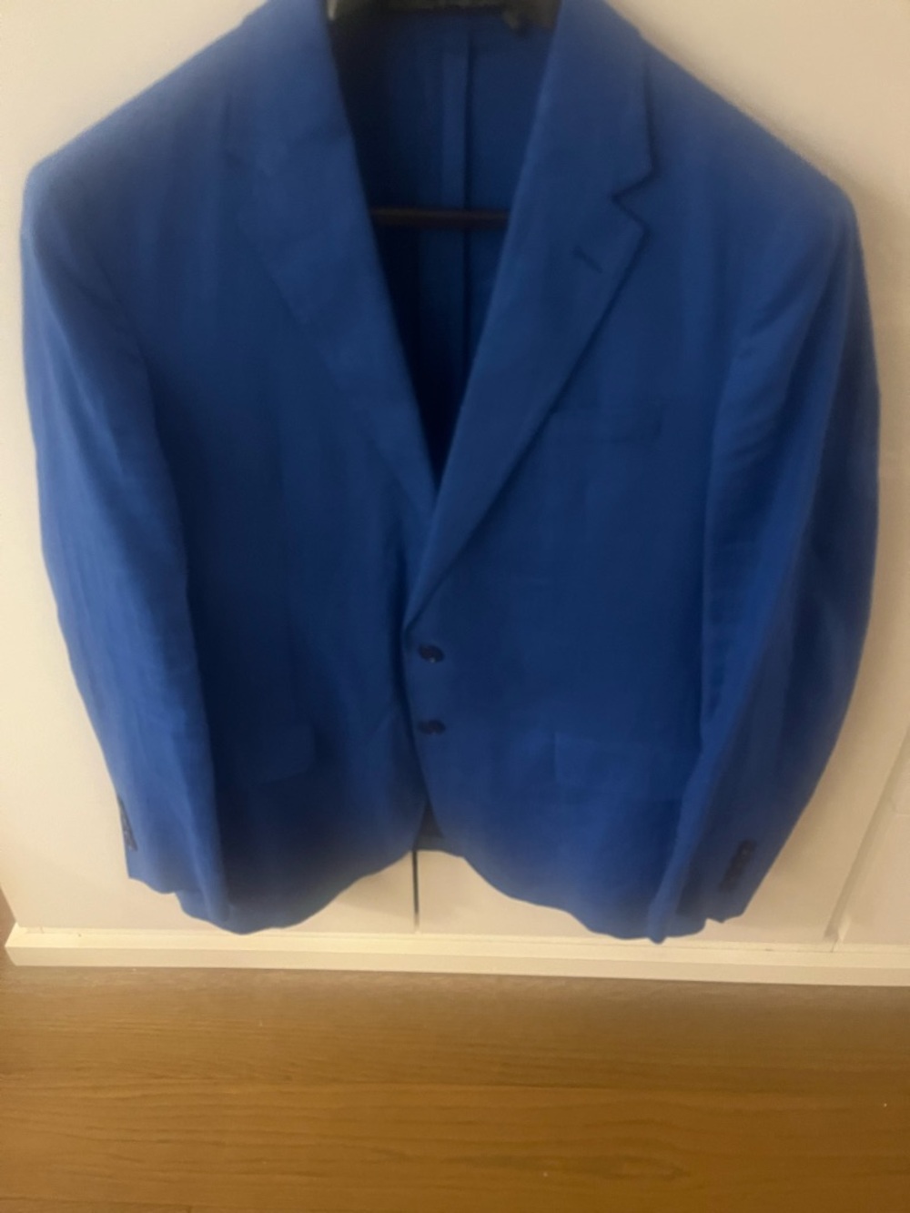 Men's Royal Blue Linen Blazer - Classic Two-Button Style